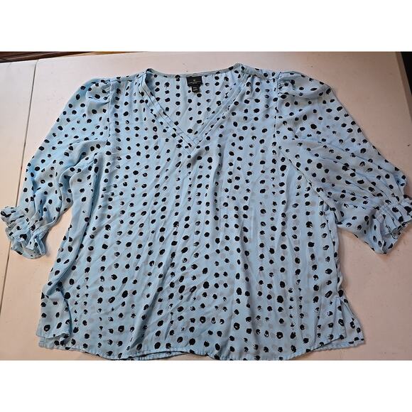 W Worthington Women's Top Size PXL 3/4 Sleeve Light‎ Blue Blouse - Picture 1 of 7